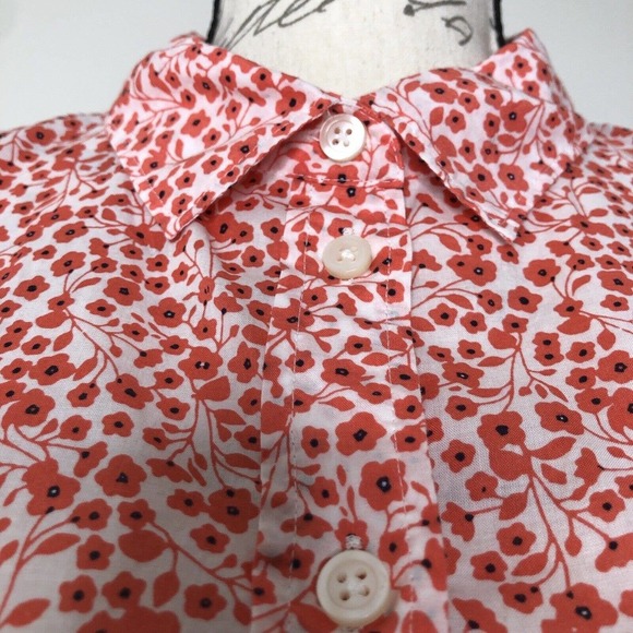 J. by J.Crew Ditsy Floral Cotton Button Front Long Sleeve Classic Top Medium - Picture 8 of 14